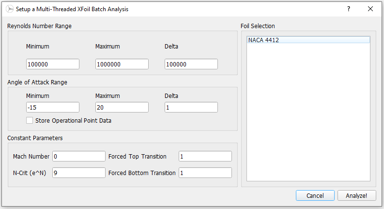Create XFoil batch analysis