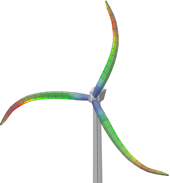 Large blade deformations caused by inertial forces during rotor ramp-up